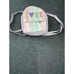 OMG Accessories Pastel Tie Dye LOVE Quilted Heart Mini Backpack Purple Pink